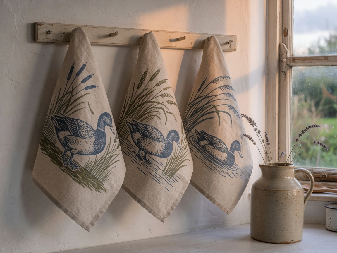 Tea towel set — Three linen towels. Leave the slogan mug.